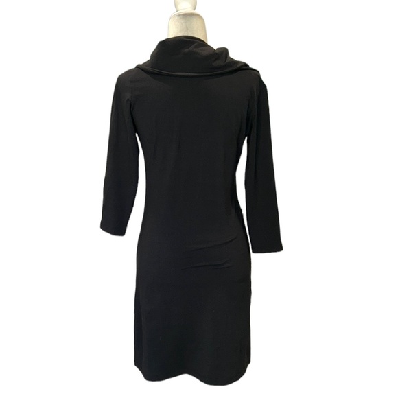 NEW Susana Monaco Black Draped Cowl Neck Knit Mini Dress - L - Picture 10 of 16